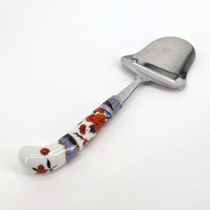 Vintage Japanese Cheese Slicer Imari Style Floral Porcelain Handle Stainless 8"